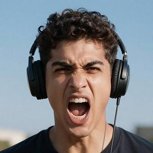 Intense Close-Up of an Angry Young Man