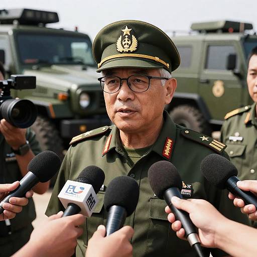 Older Military Officer at Press Conference