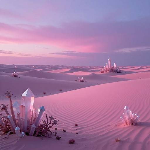 Surreal Pink Alien Twilight Landscape