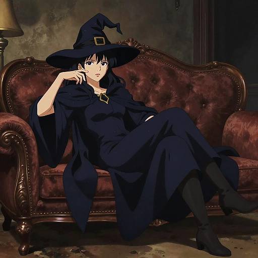 Ecchi Space Witch on Velvet Sofa