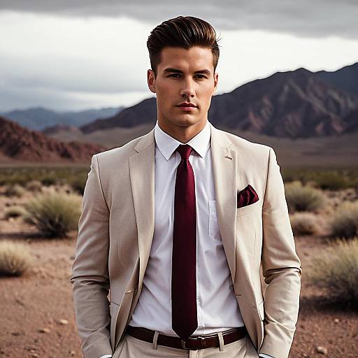Stylish Young Man in Desert Setting