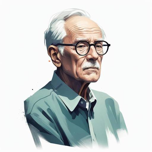 Thoughtful Elderly Man in Minimalist Style Thoughtful Elderly Man in Minimalist Style