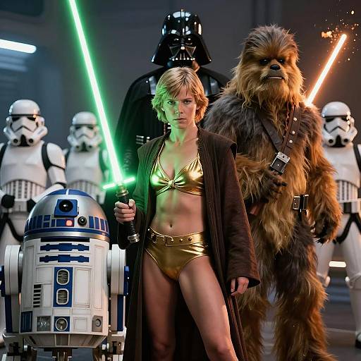 Star Wars Characters with Lightsabers and Stormtroopers