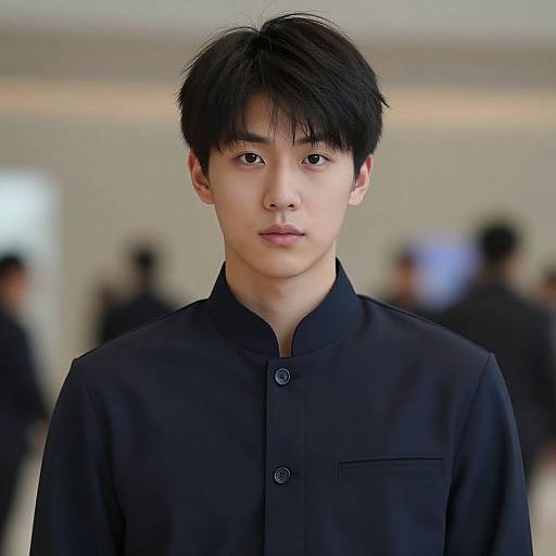 Young Asian Man in Black Formal Jacket