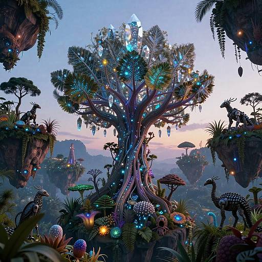 Bioluminescent Canyon of Tech-Ecosystems