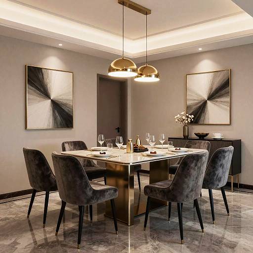Elegant Dining Area with Velvet Chairs