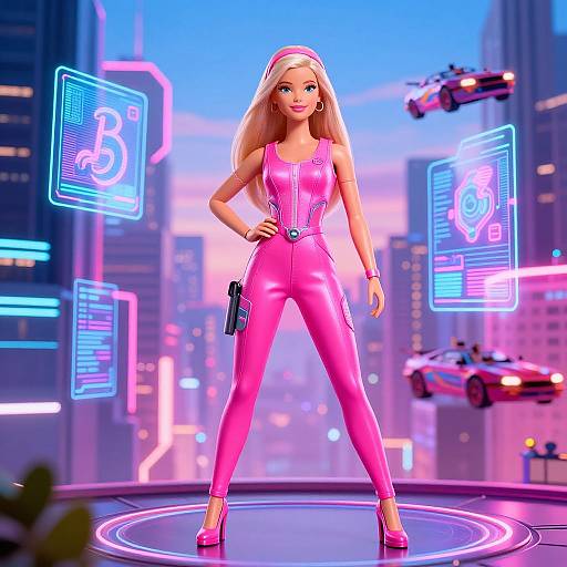 Cyberpunk Barbie in Neon City