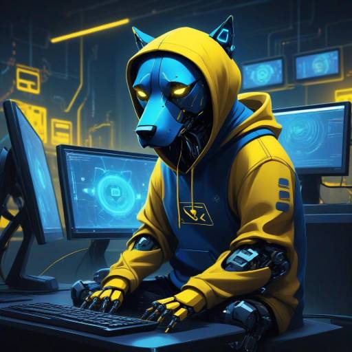 Edgy Robotic Dog Hacker Illustration Edgy Robotic Dog Hacker Illustration