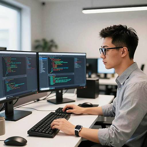 Focused Programmer in Stylish Office