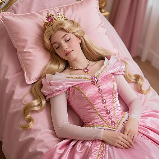 Sleeping Princess in Pink Dress