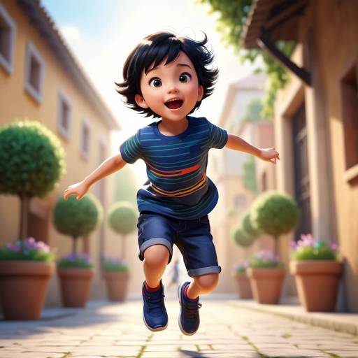 Excited Child in Dramatic Jumping Pose Excited Child in Dramatic Jumping Pose