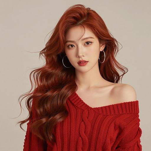 Portrait of Young Woman in Red Sweater