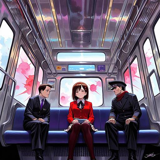 Emotional Subway Girl in Watercolor