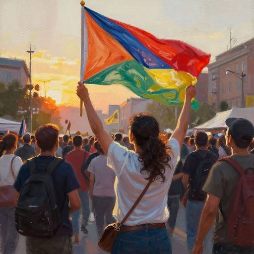 Vibrant Protest at Sunset