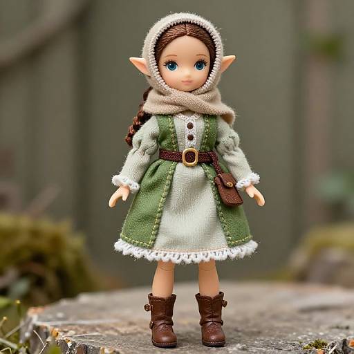 Female Elf Doll in Green Dress
