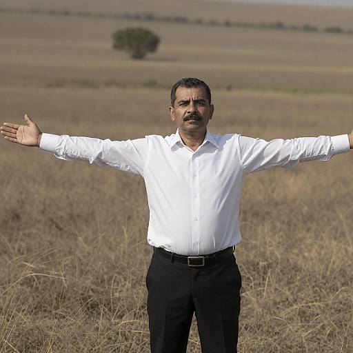 Middle-Aged Man in Grassy Field