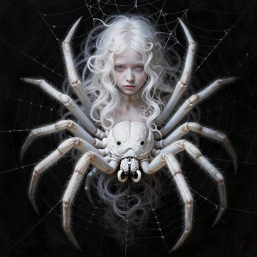 Ethereal White Spider Girl Portrait