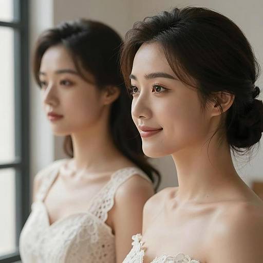 Two Elegant Women with Updos