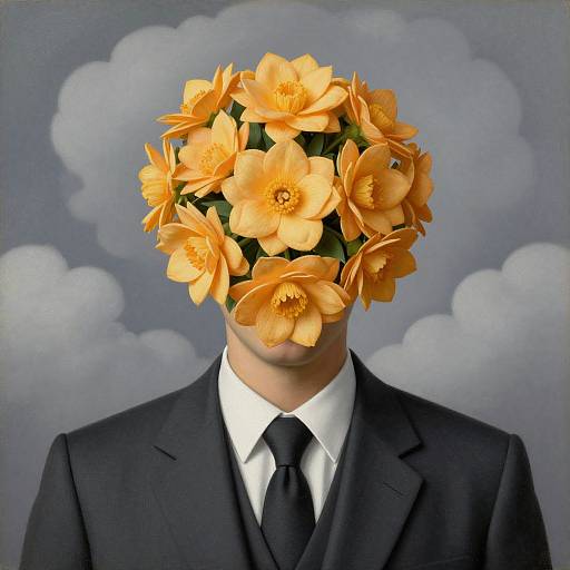 Faceless Floral Portrait in Suit