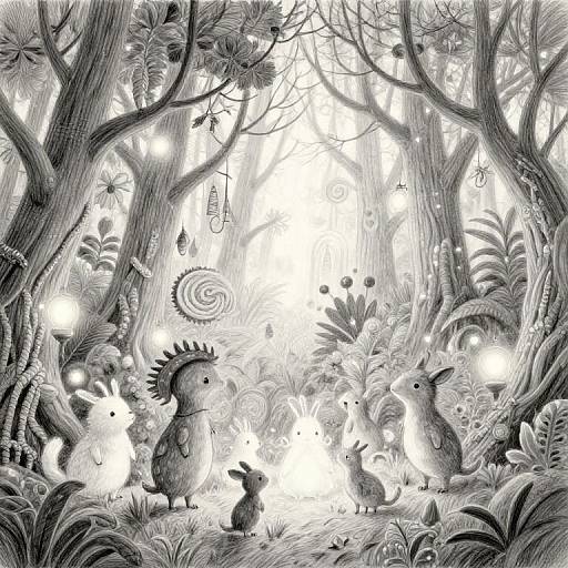 Whimsical Magical Forest Drawing