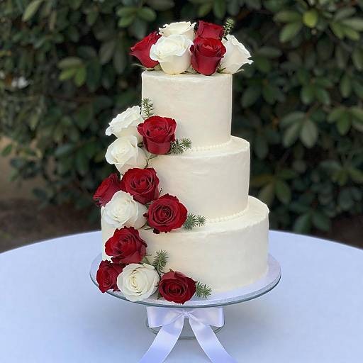 Elegant Three-Tiered Cake with Roses