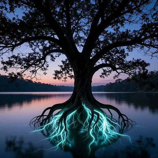 Bioluminescent Tree at Twilight