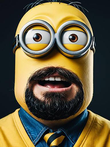 Photorealistic Man in Minion Costume Close-Up