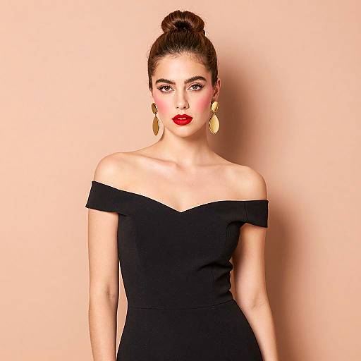 Stylish Woman Portrait Against Peach Wall