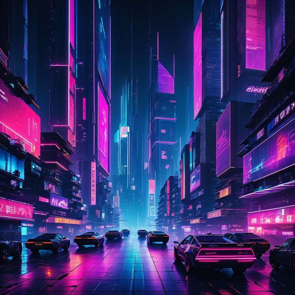 Vibrant Cyberpunk Cityscape at Night