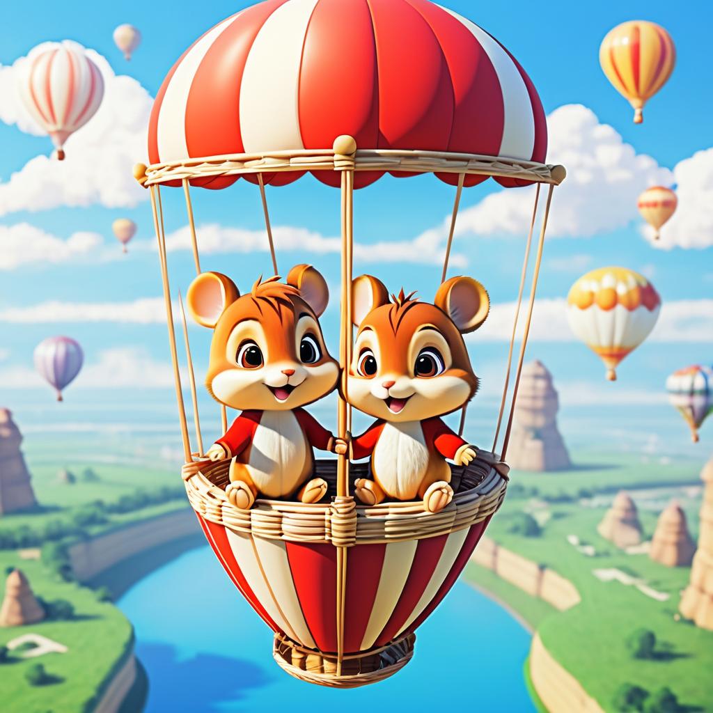 Cute Chipmunks in Hot Air Balloon