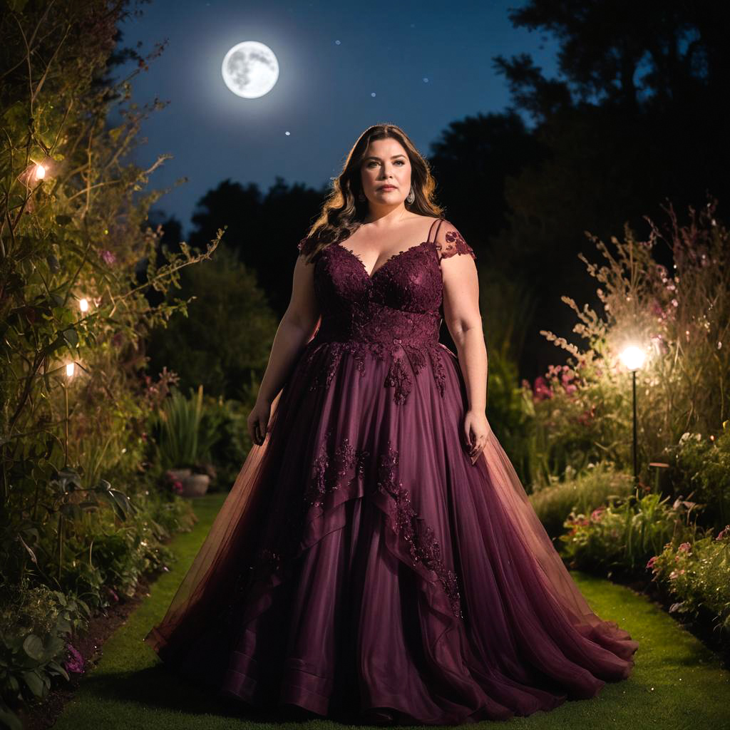 Elegant Plus-Sized Woman in Tulle Gown