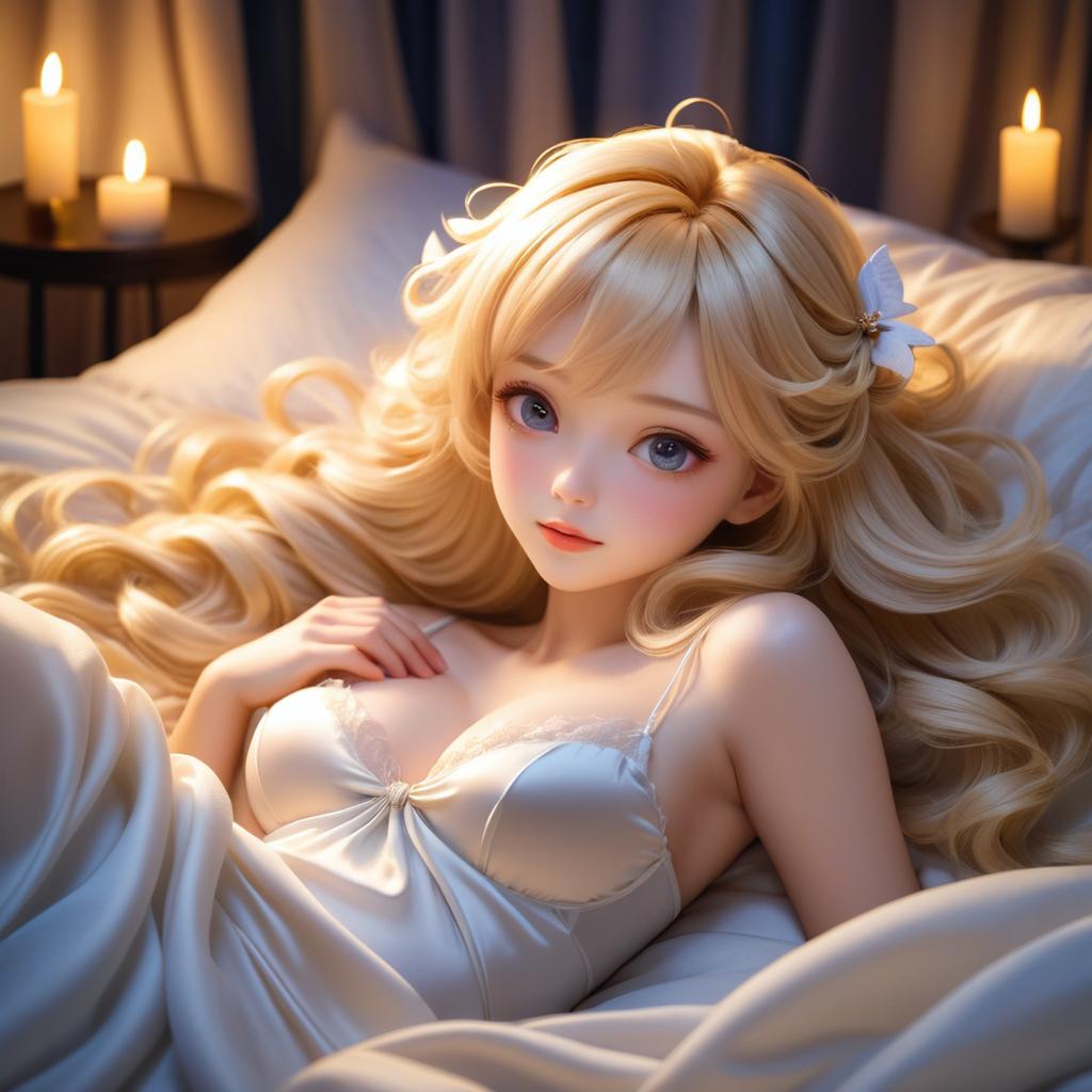 Angelic Nymph in Candlelit Ecchi Art