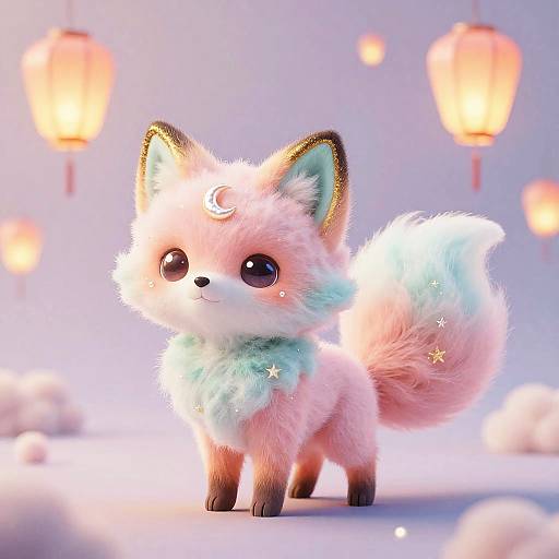 Kawaii Cloud Fox with Cotton-Candy Tail