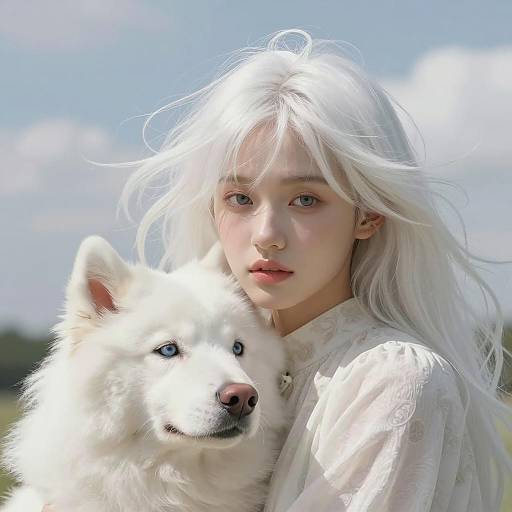 Surreal Harmony: Woman and Dog Illustration