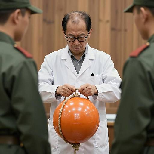 Scientist Binding Ball with Soldiers' Watch