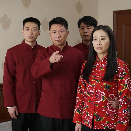 East Asian Group Portrait in Traditional Attire
