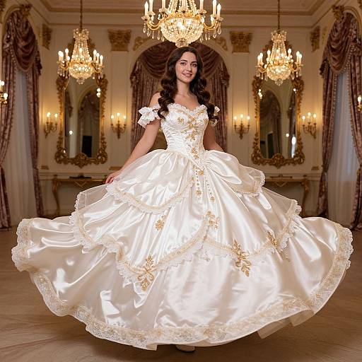 Elegant Woman in Glowing Ball Gown