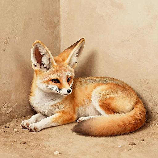 Gentle Fennec Fox in Warm Surreal Style