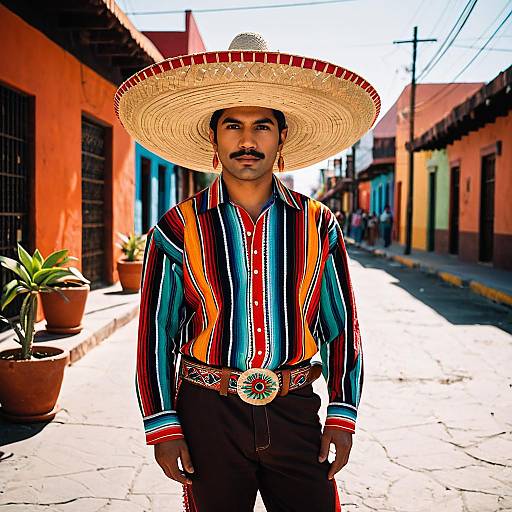 Vibrant Mexican Man in Traditional Attire
