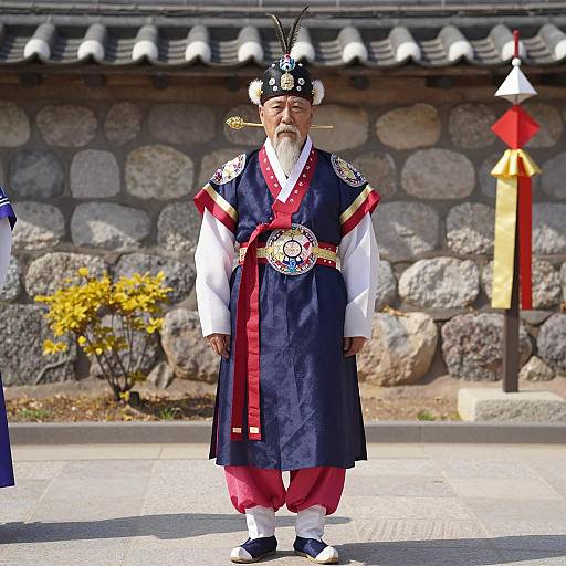 Elderly Man in Traditional Korean Costume