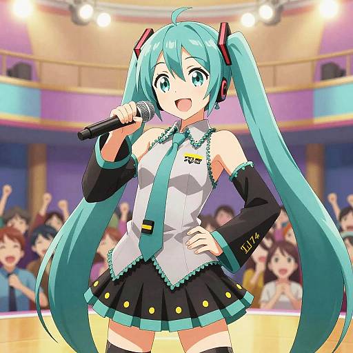 Playful Hatsune Miku Concert Pose