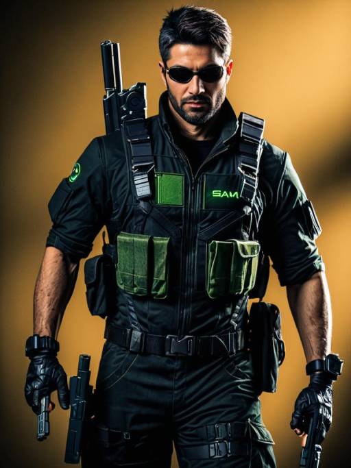 Man in Sam Fisher Cosplay Costume