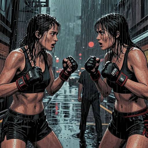 Intense Street Fight in Dark City