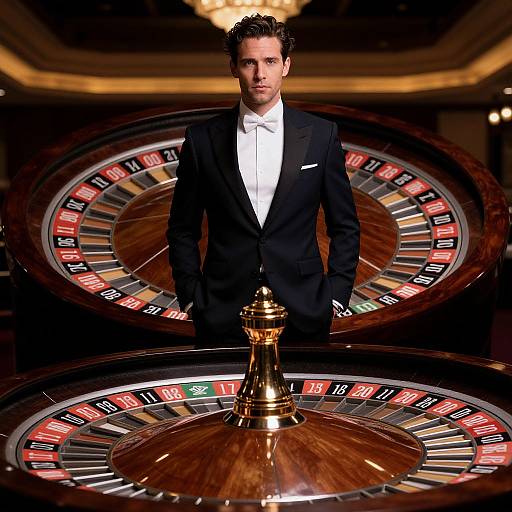 Elegant Man by Colorful Roulette Wheel