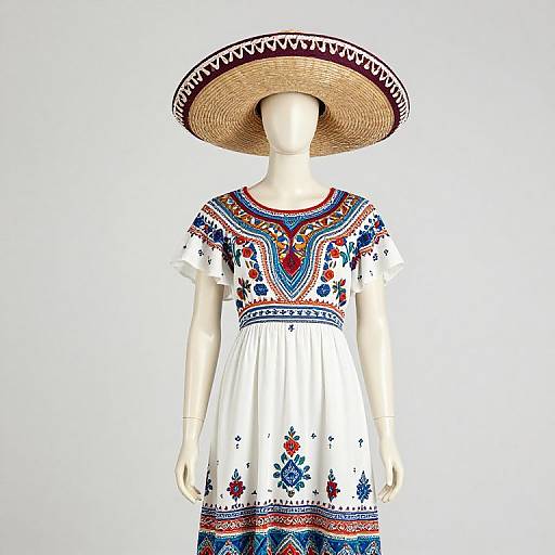 Mannequin in Colorful Dress with Sombrero