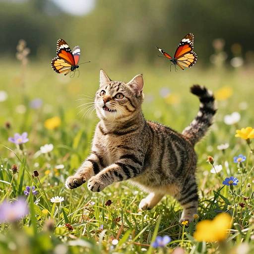 Playful Tawny Tabby in Sunny Meadow