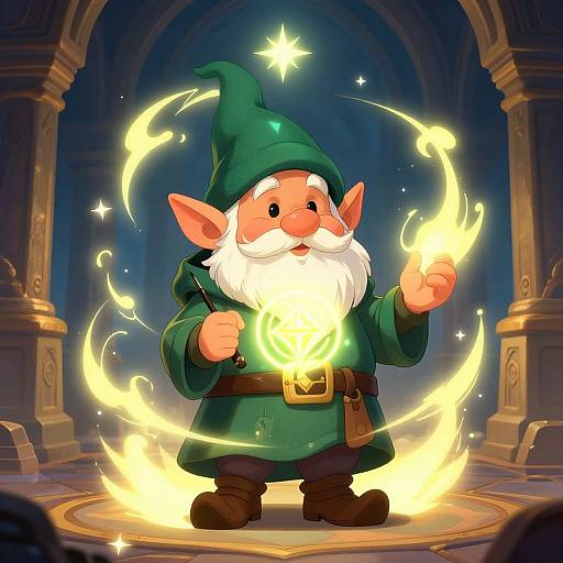 Gnome Cleric in Magical Temple