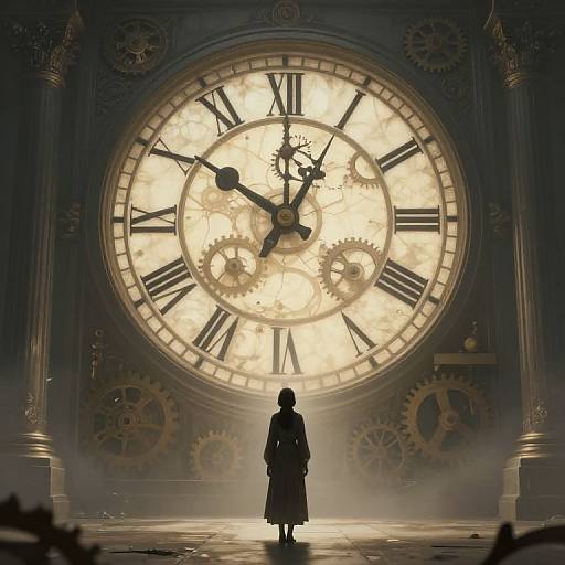 Eternal Watcher Before Colossal Clock