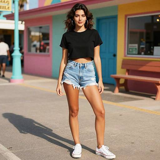 1980s Beachboardwalk Woman in Streetwear