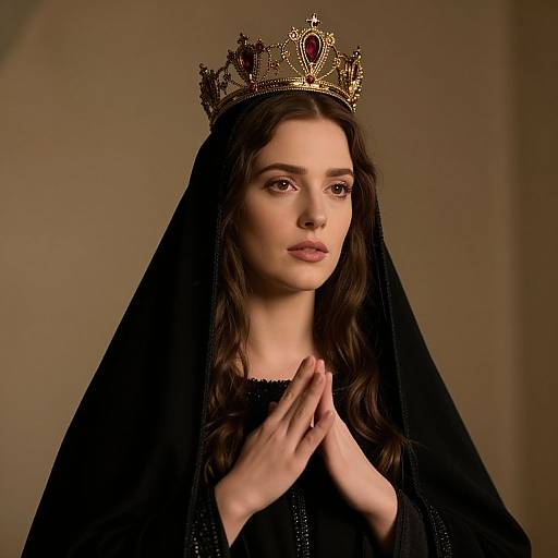 Virgin Mary in Black Robe and Crown